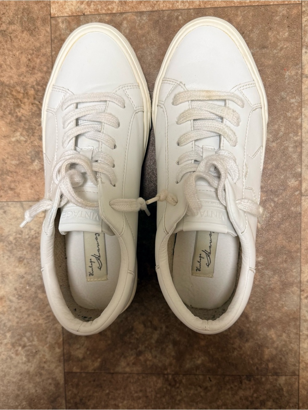 Vintage Havana White Low-Top Leather Sneakers